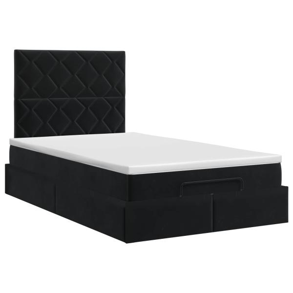 Ottoman Bett mit Matratze Schwarz 120 x 190 cm Samt