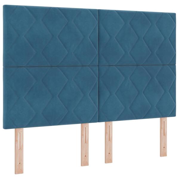 Ottoman Bett mit Matratze Dunkelblau 140 x 190 cm Samt