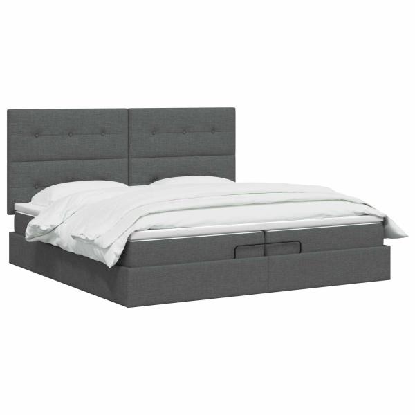 Ottoman-Bett mit Matratze und LED Dunkelgrau 200 x 200 cm Stoff