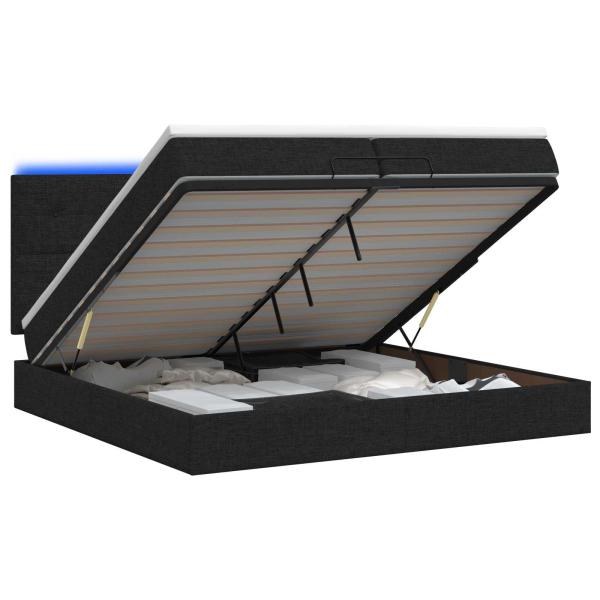 Ottoman-Bett mit Matratze und LED Schwarz 200 x 200 cm Stoff