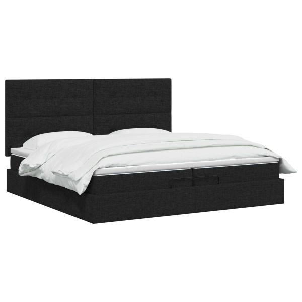 Ottoman-Bett mit Matratze und LED Schwarz 200 x 200 cm Stoff