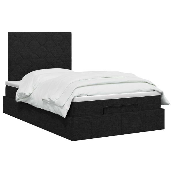 Ottoman-Bett mit Matratze und LED Schwarz 120 x 200 cm Stoff