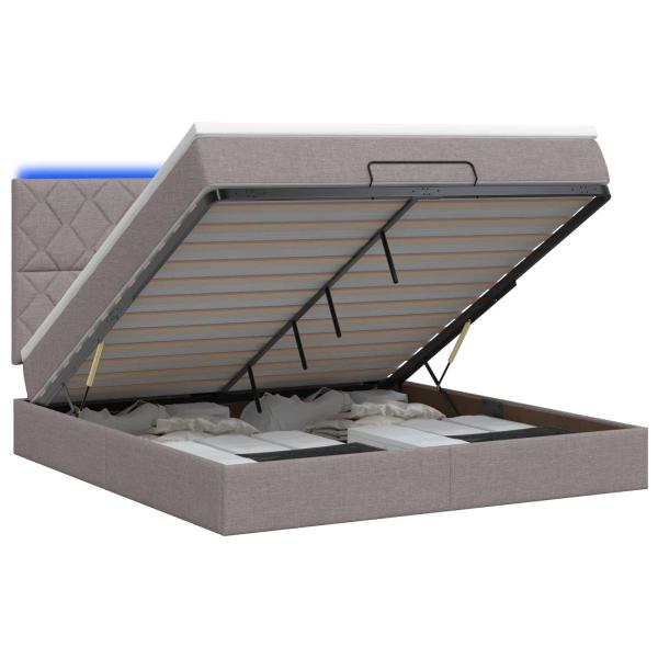 Ottoman-Bett mit Matratze und LED Taupe 140 x 190 cm Stoff
