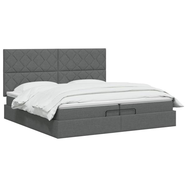 Ottoman-Bett mit Matratze und LED Dunkelgrau 200 x 200 cm Stoff
