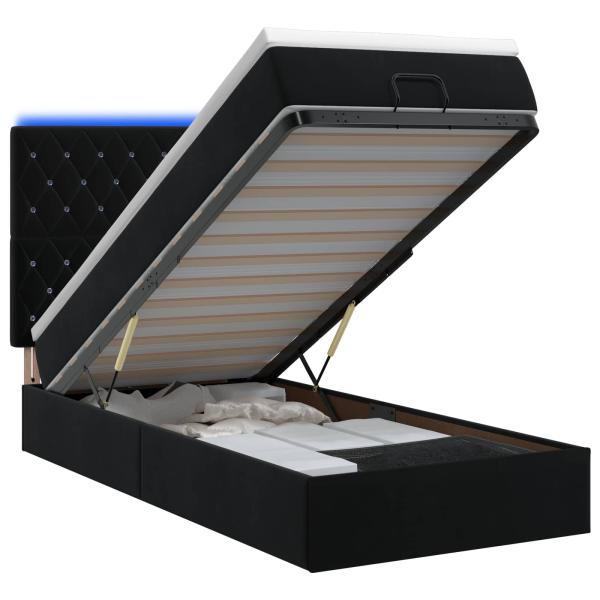 Ottoman-Bett mit Matratze und LED Schwarz 80 x 200 cm Samt
