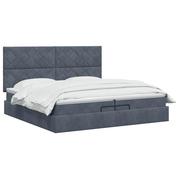 Ottoman-Bett mit Matratze und LED Dunkelgrau 200 x 200 cm Samt