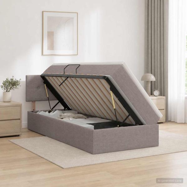 ARDEBO.de - Aufbewahrungsbett mit Matratze Taupe 90 x 200 cm Samt