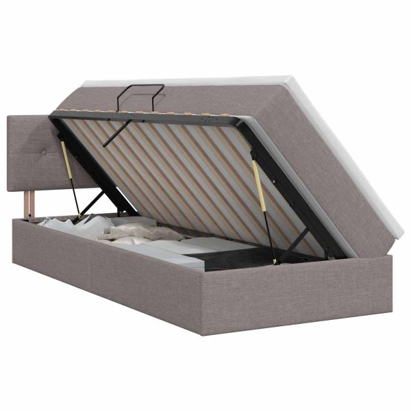 Aufbewahrungsbett mit Matratze Taupe 90 x 200 cm Samt