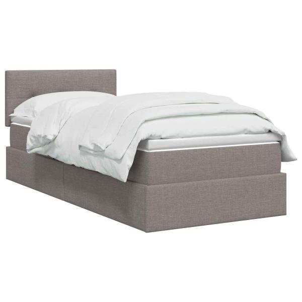 Aufbewahrungsbett mit Matratze Taupe 90 x 200 cm Samt