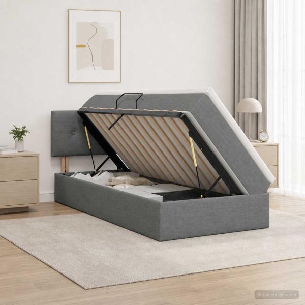 ARDEBO.de - Aufbewahrungsbett mit Matratze Dunkelgrau 100 x 200 cm Samt