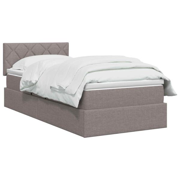 Aufbewahrungsbett mit Matratze Taupe 90 x 200 cm Samt