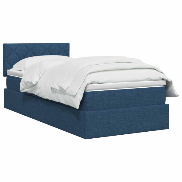 Aufbewahrungsbett mit Matratze Blau 90 x 200 cm Samt