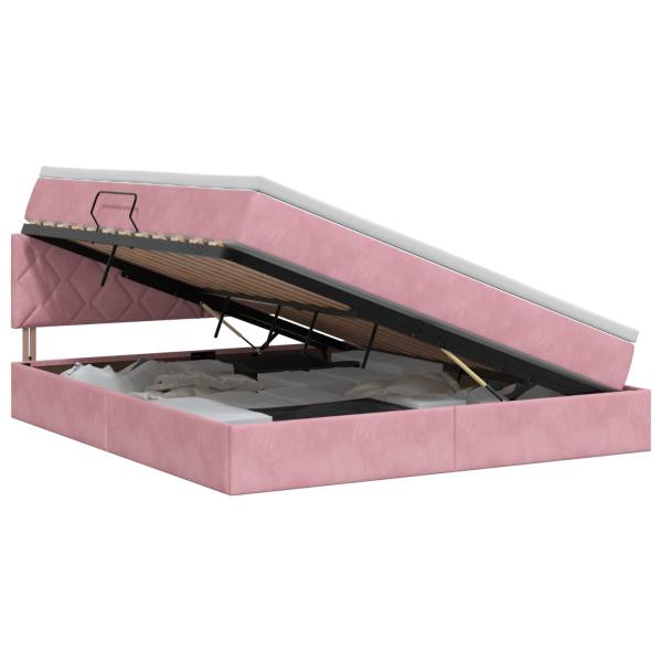 Aufbewahrungsbett mit Kopfteil Rosa 180 x 200 cm Samt