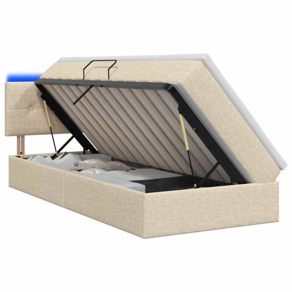 LED-Speicherbett mit Matratze Creme 100 x 200 cm Stoff