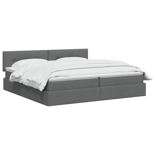 LED-Speicherbett mit Matratze Dunkelgrau 200 x 200 cm Stoff