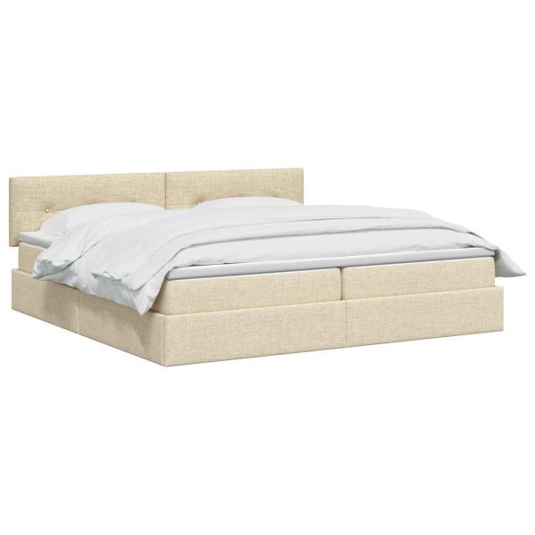 LED-Speicherbett mit Matratze Creme 200 x 200 cm Stoff