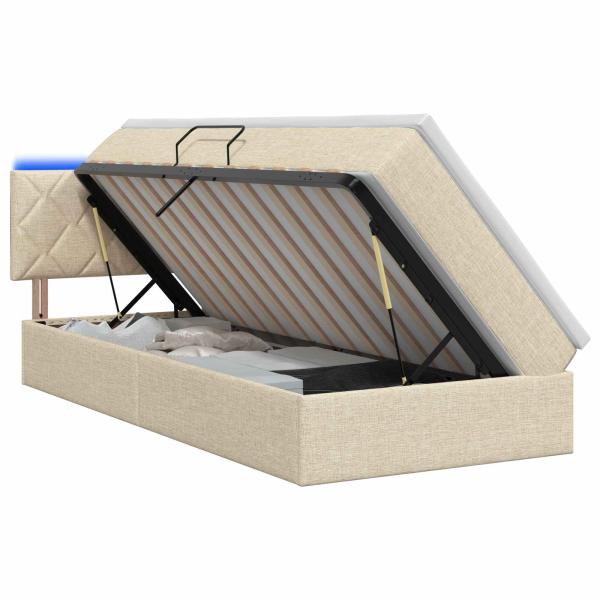 LED-Speicherbett mit Matratze Creme 100 x 200 cm Stoff