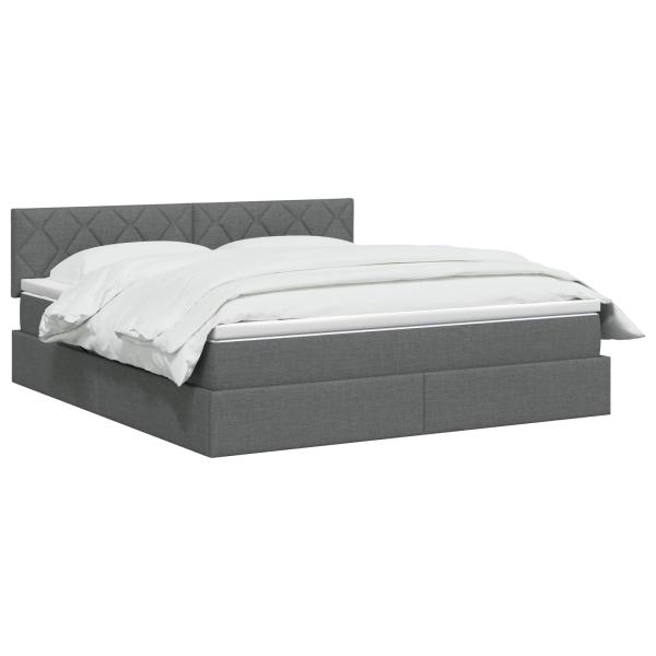 LED-Speicherbett mit Matratze Dunkelgrau 160 x 200 cm Stoff