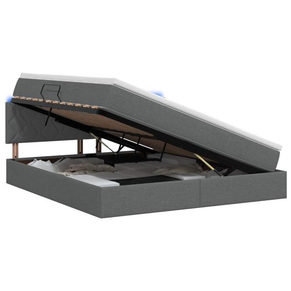 LED-Speicherbett mit Matratze Dunkelgrau 180 x 200 cm Stoff