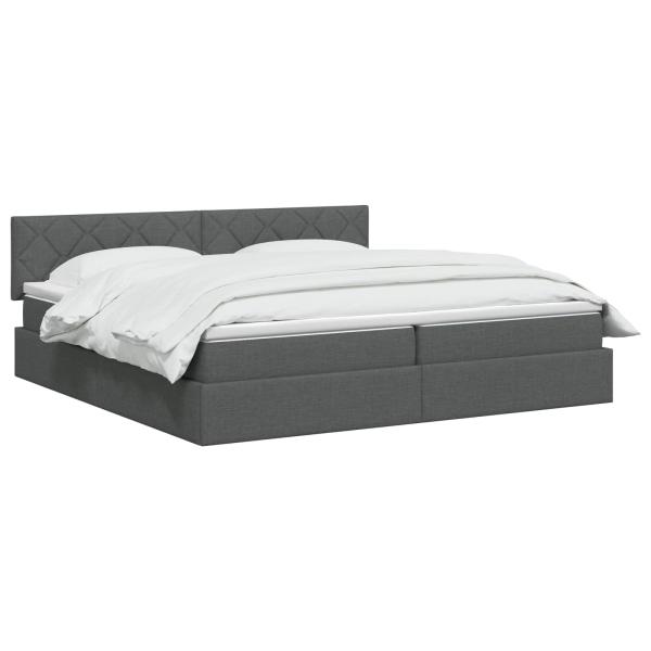 LED-Speicherbett mit Matratze Dunkelgrau 200 x 200 cm Stoff