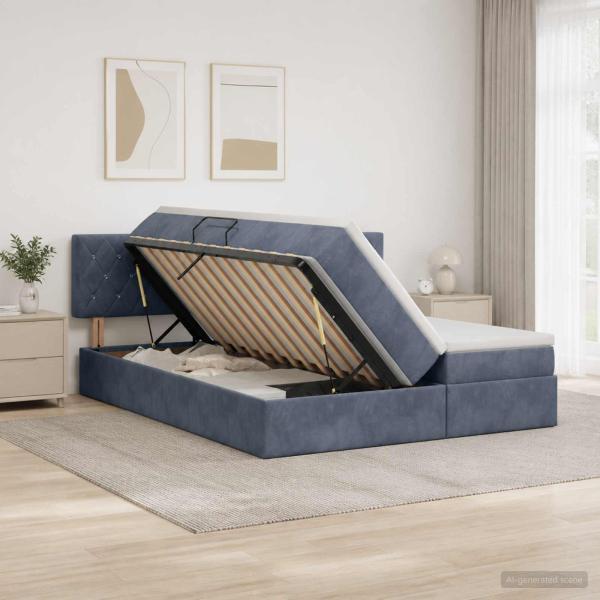 LED-Speicherbett mit Matratze Dunkelgrau 180 x 200 cm Samt