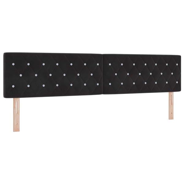 LED-Speicherbett mit Matratze Schwarz 200 x 200 cm Samt