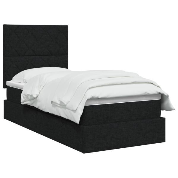 Aufbewahrungsbett mit Matratze Schwarz 100 x 200 cm Stoff