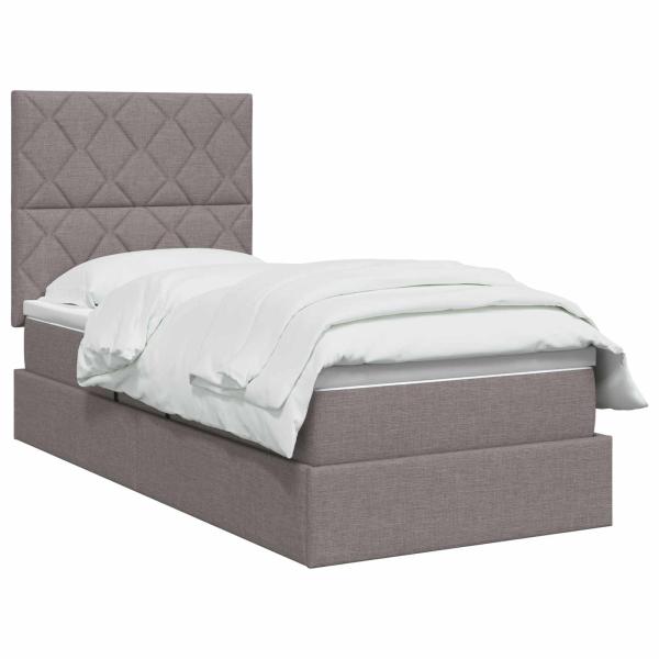 Aufbewahrungsbett mit Matratze Taupe 100 x 200 cm Stoff