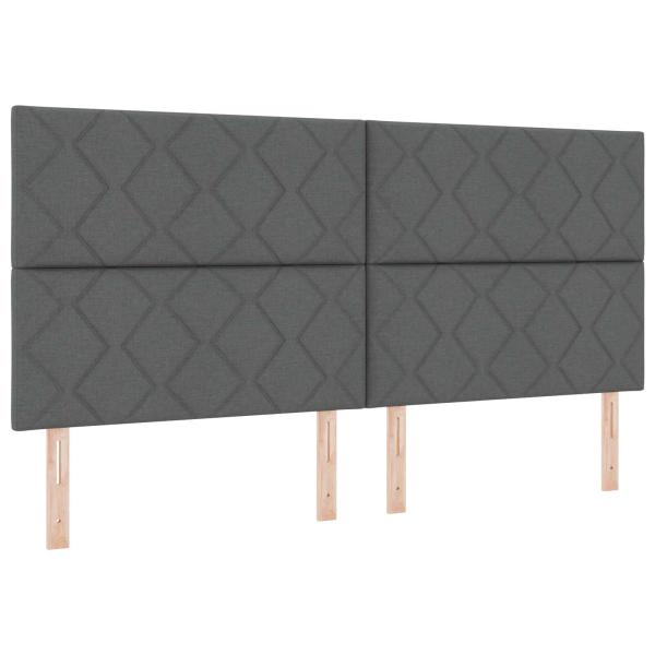 Aufbewahrungsbett mit Kopfteil Dunkelgrau 200 x 200 cm Stoff