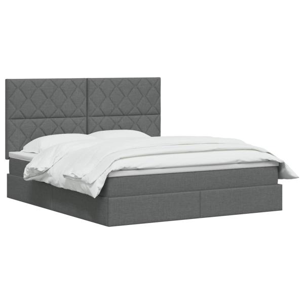 LED-Speicherbett mit Matratze Dunkelgrau 160 x 200 cm Stoff