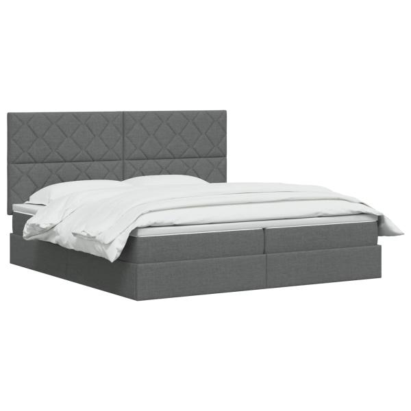 LED-Speicherbett mit Matratze Dunkelgrau 200 x 200 cm Stoff