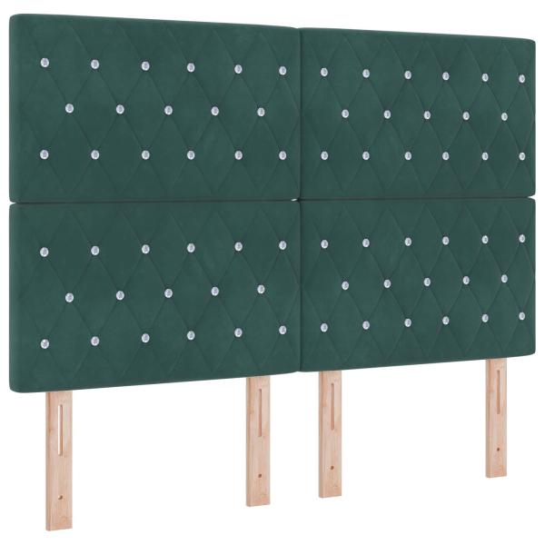 LED-Speicherbett mit Matratze Dunkelgrün 140 x 200 cm Samt