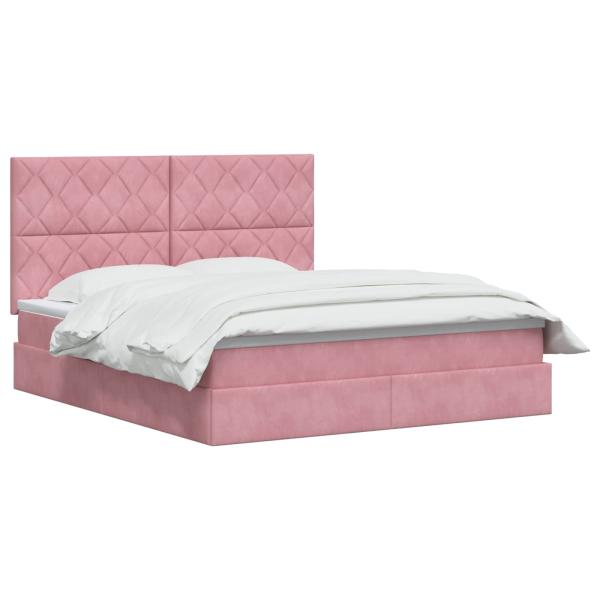 LED-Speicherbett mit Matratze Rosa 180 x 200 cm Samt