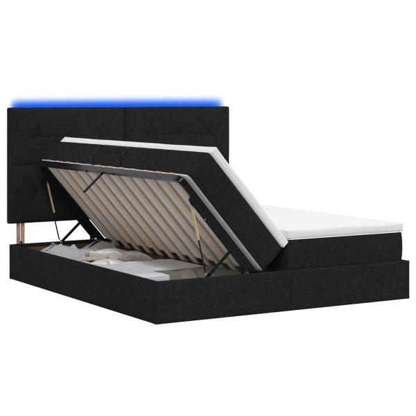 LED-Speicherbett mit Matratze Schwarz 180 x 200 cm Stoff