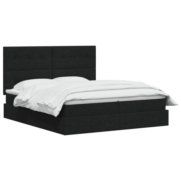 LED-Speicherbett mit Matratze Schwarz 180 x 200 cm Stoff