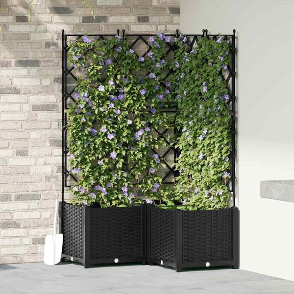 ARDEBO.de - Garten-Pflanzgefäß 3 stk. Schwarz 80 x 80 x 143 cm PP