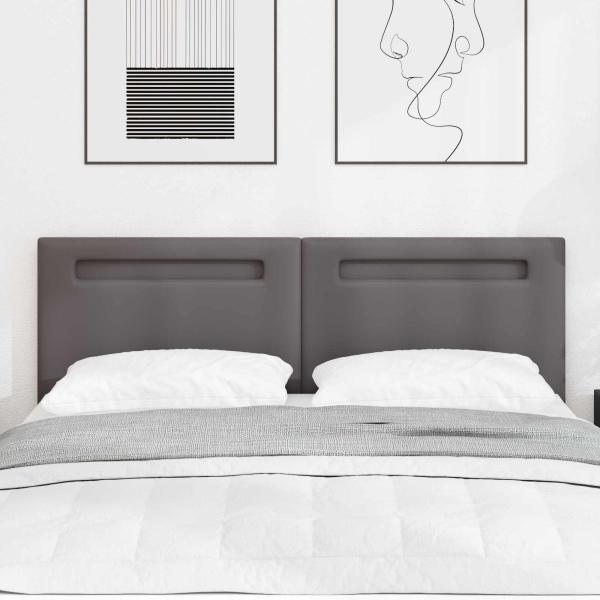 ARDEBO.de - LED Kopfteil Grau 160 cm Kunstleder