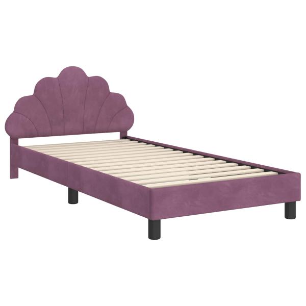 Kinderbettgestell mit Kopfteil Lila 90 x 190 cm Samt