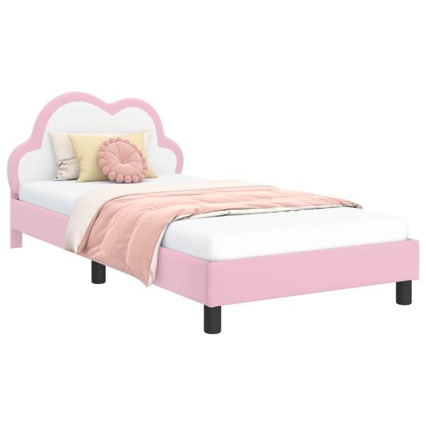 Kinderbettgestell mit Kopfteil Rosa 90 x 190 cm PU