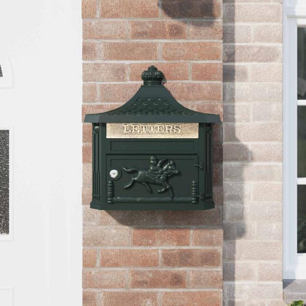Wandmontierter Briefkasten Grün 40,5 x 16 x 45 cm Gussaluminium