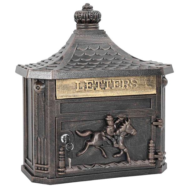 Wandmontierter Briefkasten mit Tür Bronze 40,5 x 16 x 45 cm