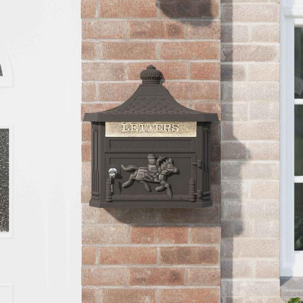 Wandmontierter Briefkasten mit Tür Bronze 40,5 x 16 x 45 cm