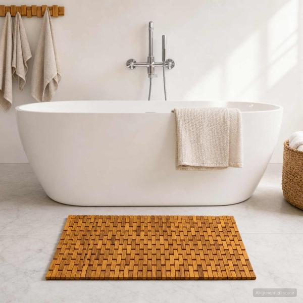 ARDEBO.de - Badematten Natur 65 x 100 cm Massivholz Akazie