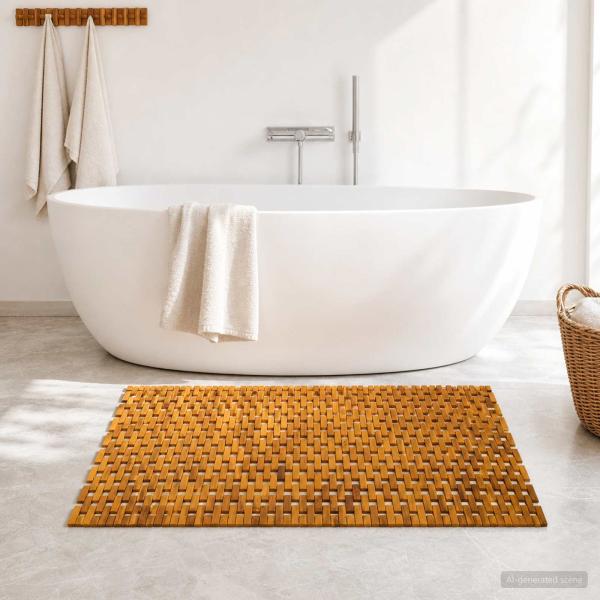 ARDEBO.de - Badematten Natur 95 x 140 cm Massivholz Akazie