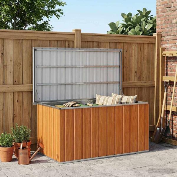 ARDEBO.de - Außenlagerbox Holz 129 x 67 x 65 cm Verzinkter Stahl