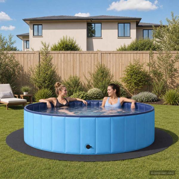 ARDEBO.de - Pool Bodenschutzmatte 16 stk. Ø 235 cm Rund EVA-Schaum Schwarz