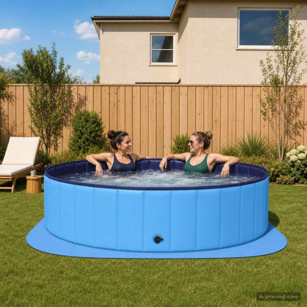 ARDEBO.de - Pool Bodenschutzmatte 25 stk. Ø 292 cm Rund EVA-Schaum Blau
