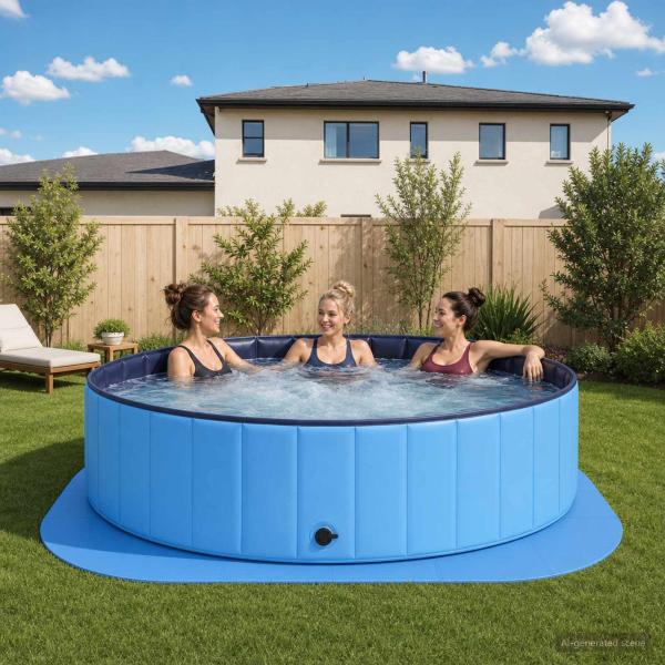 ARDEBO.de - Pool Bodenschutzmatte 36 stk. Ø 350 cm Rund EVA-Schaum Blau