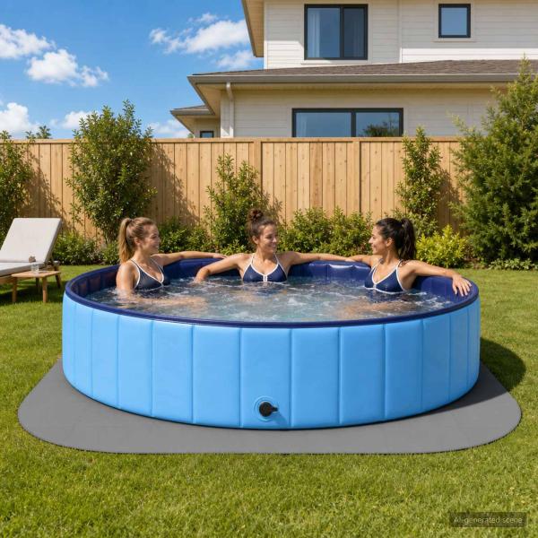 ARDEBO.de - Pool Bodenschutzmatte 49 stk. Ø 408 cm Rund EVA-Schaum Grau