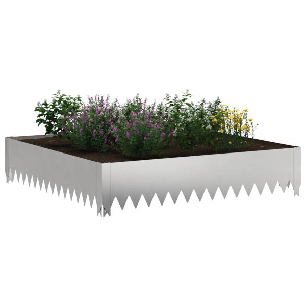 Raseneinfassung 100 x 100 x 20 cm Stahl Silber